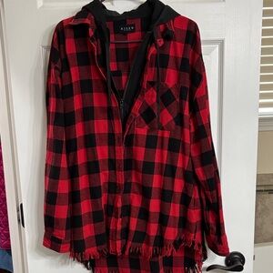 Kleen Women's Red and Black Plaid Jacket